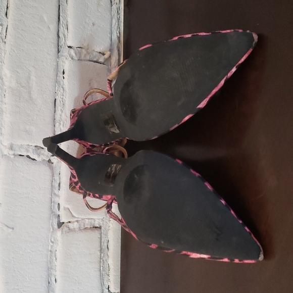 Pink leopard print heels size 9.5 with ankle and front straps - Picture 3 of 3